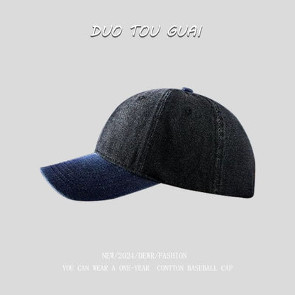 Washed Baseball Two Cap Denim Tone