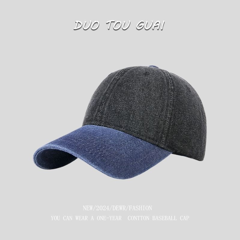 Washed Baseball Two Cap Denim Tone
