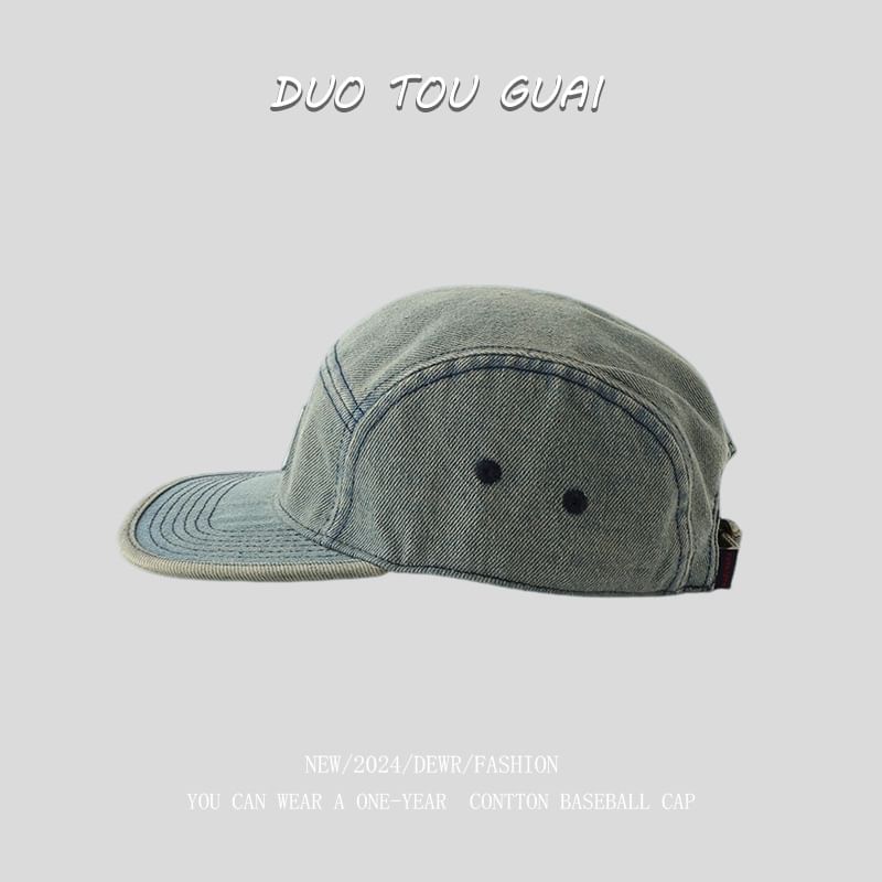 Applique Cap Denim Washed Baseball