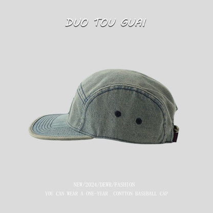 Applique Cap Denim Washed Baseball