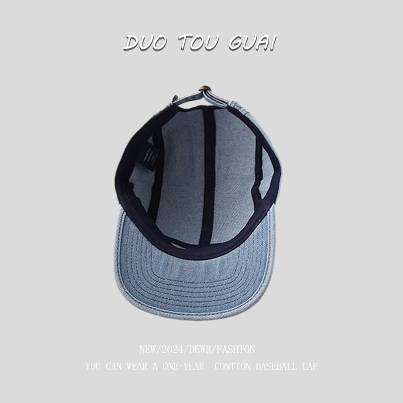 Applique Cap Denim Washed Baseball