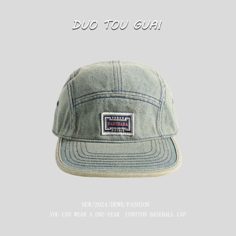 Applique Cap Denim Washed Baseball