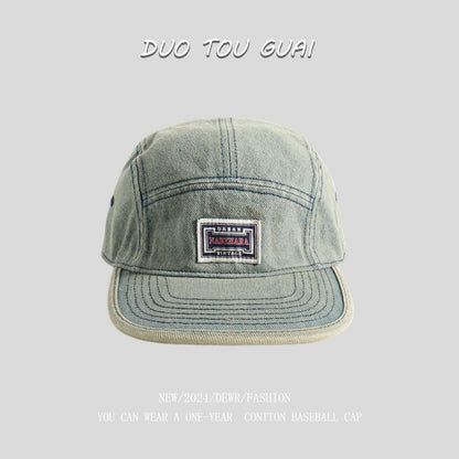 Applique Cap Denim Washed Baseball
