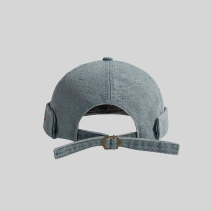 Denim Hat Washed Embroidered Lettering Brimless
