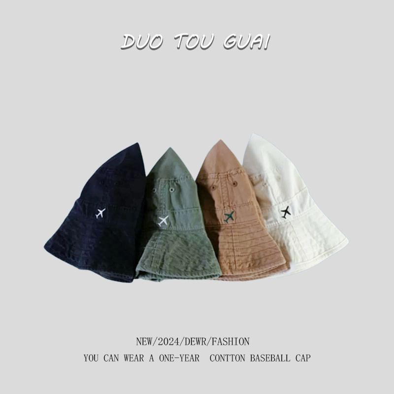 Plane Bucket Hat Embroidered