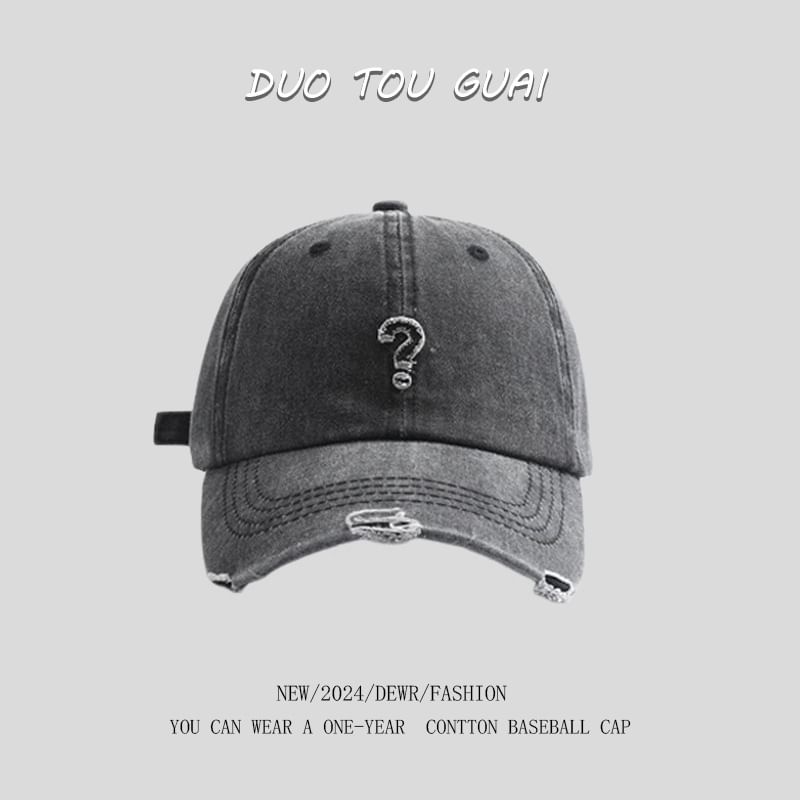 Cap Mark Distressed Question Baseball