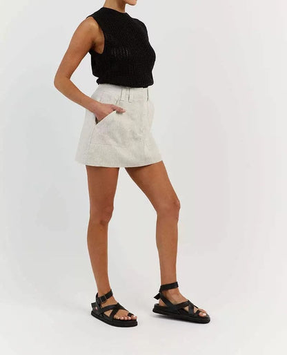 Sleeveless Round Neck Plain Knit Top