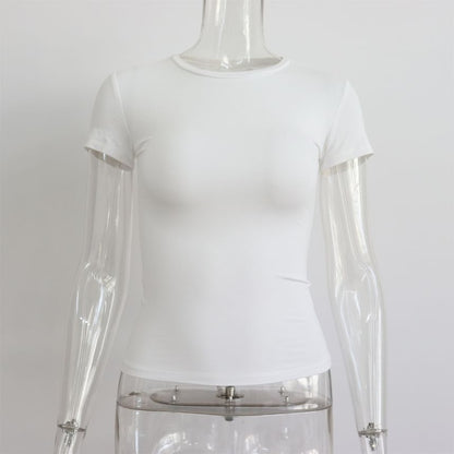 Round Neck Plain T-Shirt Short-Sleeve
