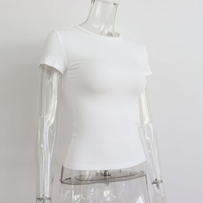 Round Neck Plain T-Shirt Short-Sleeve