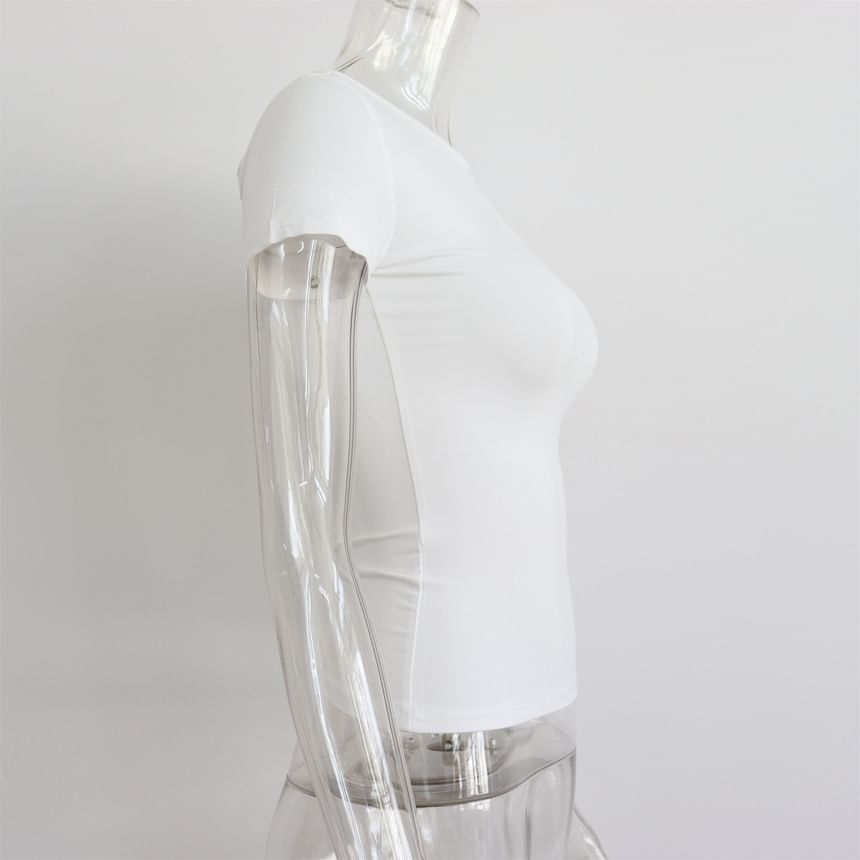 Round Neck Plain T-Shirt Short-Sleeve
