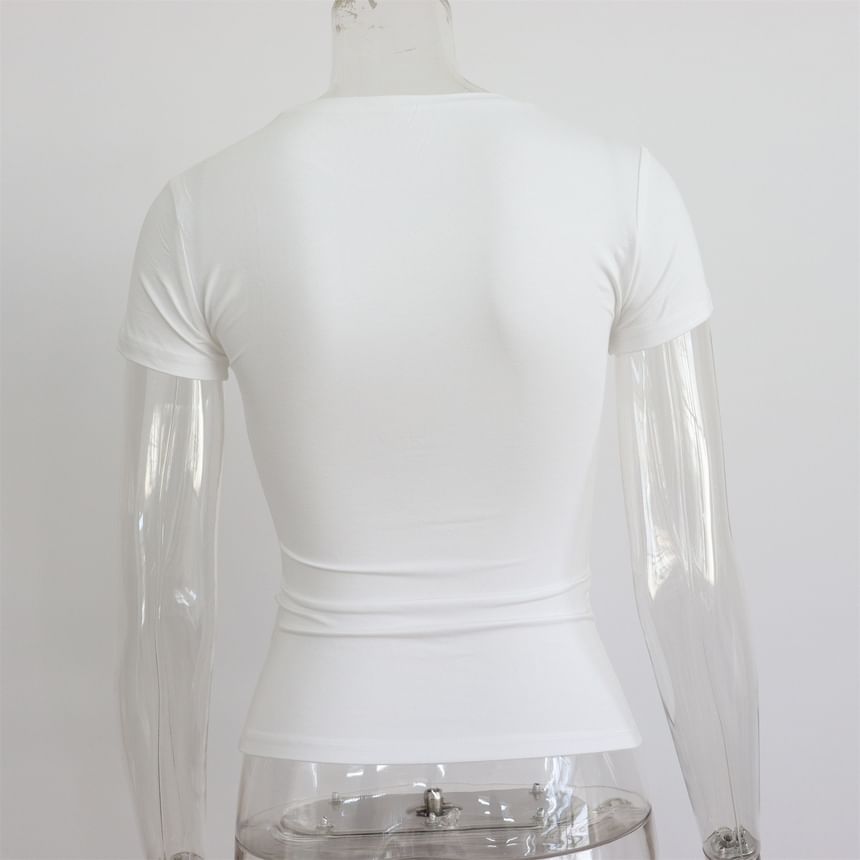 Round Neck Plain T-Shirt Short-Sleeve