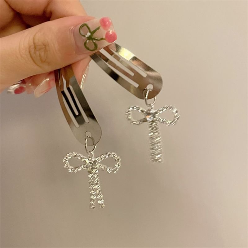 Rhinestone Bow Hair Alloy Clip
