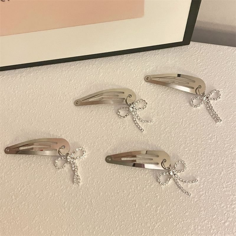 Rhinestone Bow Hair Alloy Clip