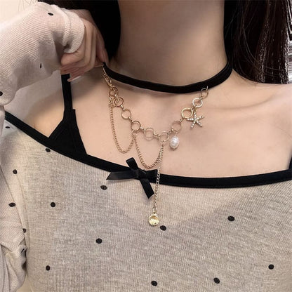 Pearl Thigh Shell Layered Chain Starfish Faux