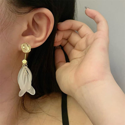 Floral Earring Asymmetrical Dangle Rhinestone