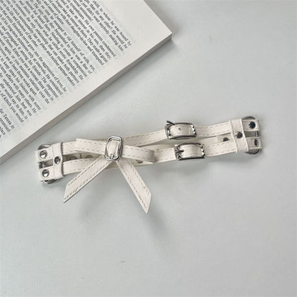 Leather Choker Bow Faux Layered