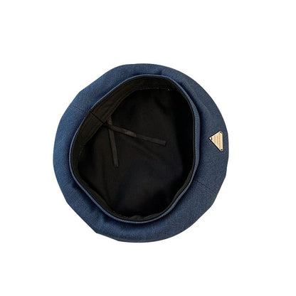 Beret Plain Denim Panel