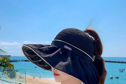 Sun Panel Bow Hat Ruched