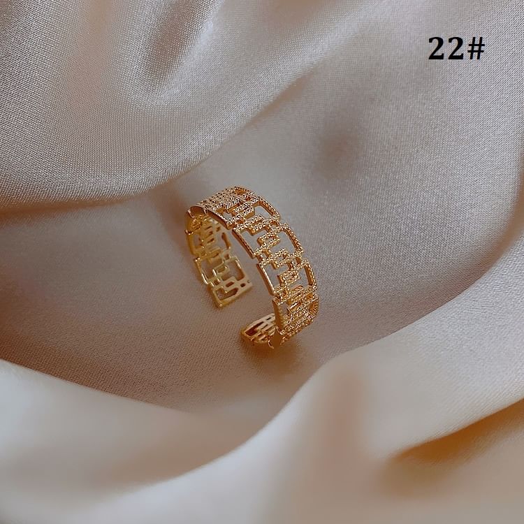 Embellished Alloy Open Ring (Various Designs)