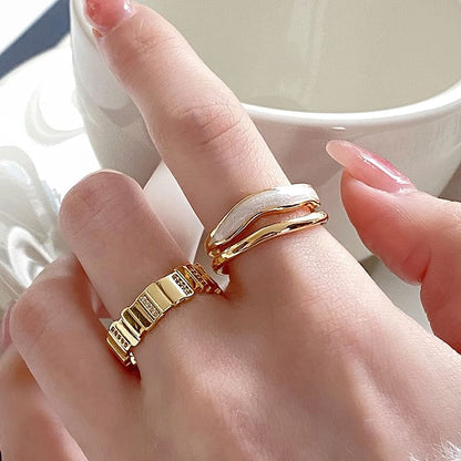 Glaze Layered Alloy Open Ring / Rhinestone Alloy Open Ring