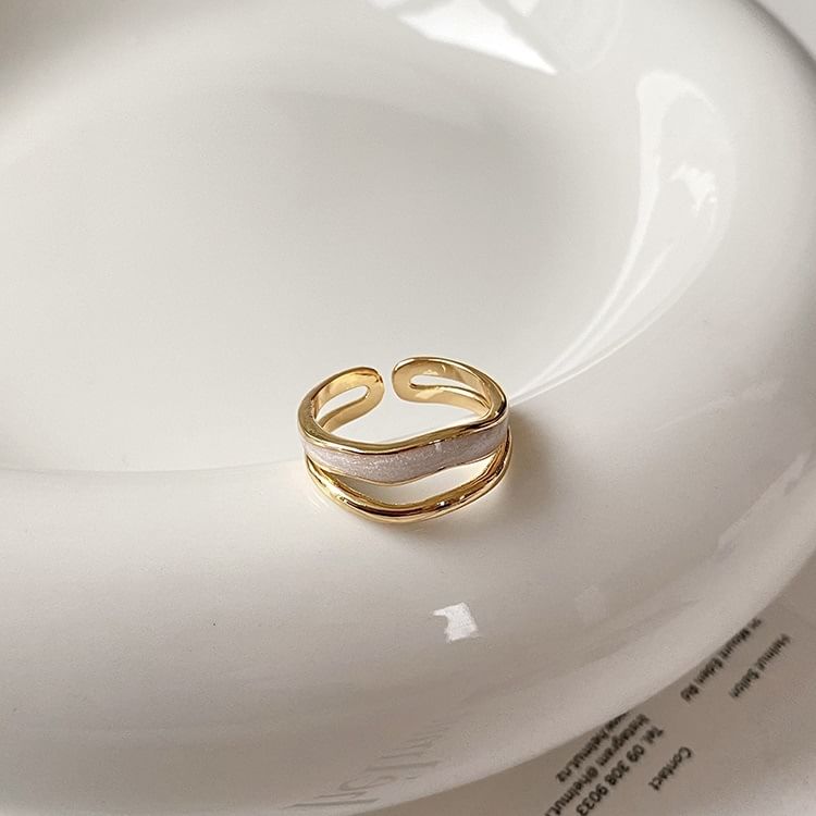 Glaze Layered Alloy Open Ring / Rhinestone Alloy Open Ring