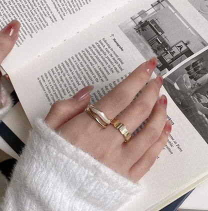 Glaze Layered Alloy Open Ring / Rhinestone Alloy Open Ring