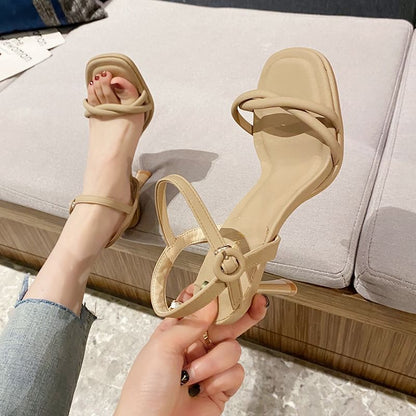 High-Heel Knotted Sandals