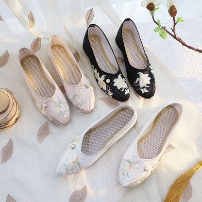 Embroidered Flower Flats
