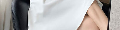 Puff Sleeve Square Neck Plain Mini A-Line Dress