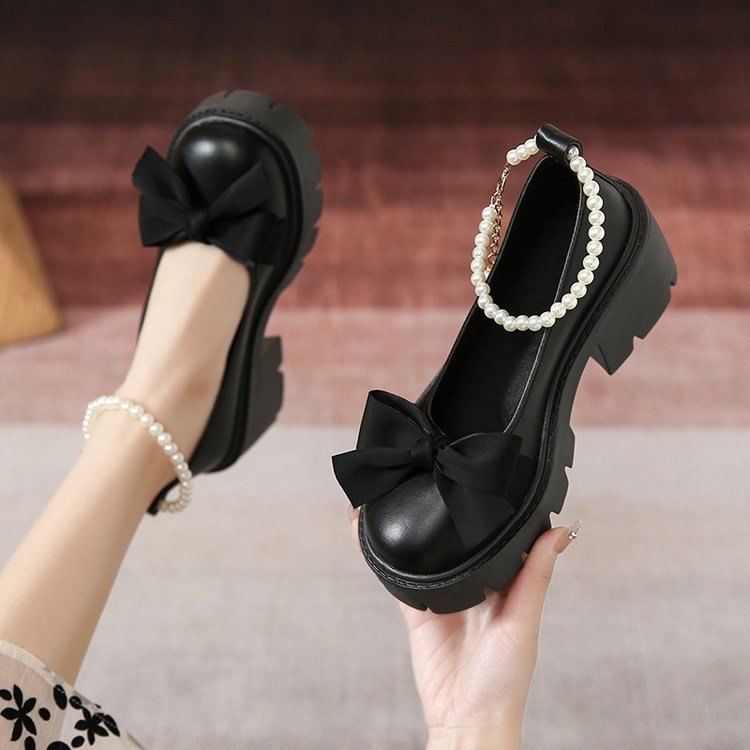 Mary Platform Bow Shoes Accent Jane