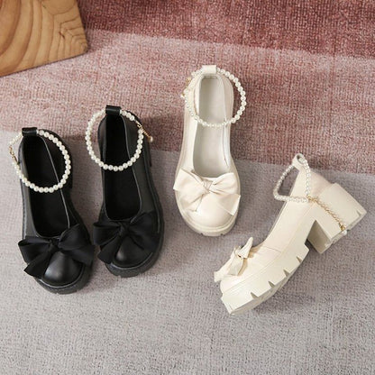 Mary Platform Bow Shoes Accent Jane