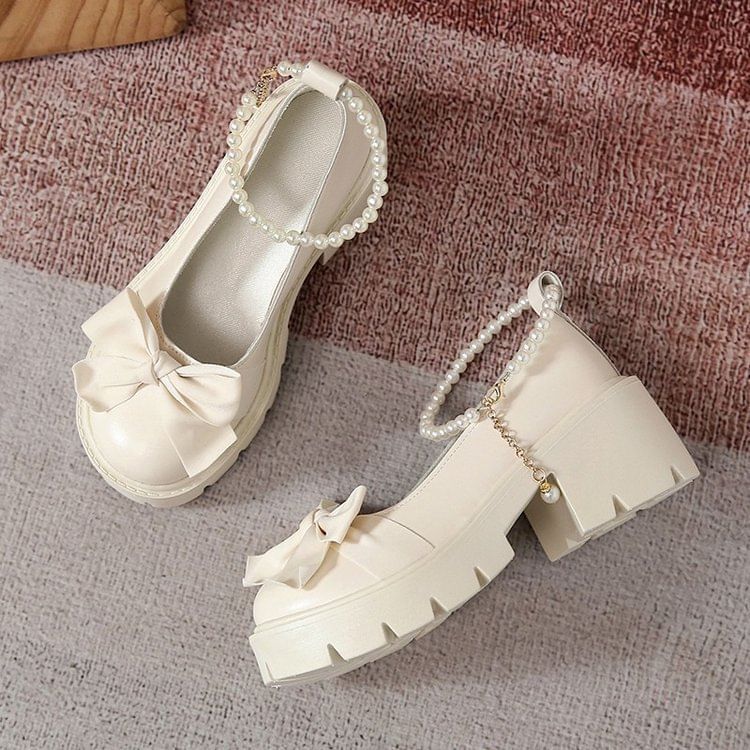 Mary Platform Bow Shoes Accent Jane