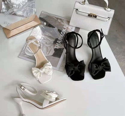 Sandals Heel High Accent Bow
