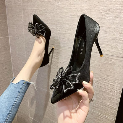 High Heel Bow Accent Pointed Sandals (Various Designs)