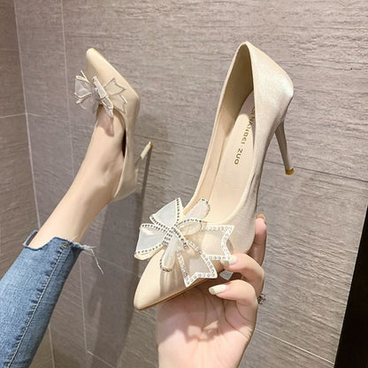 High Heel Bow Accent Pointed Sandals (Various Designs)