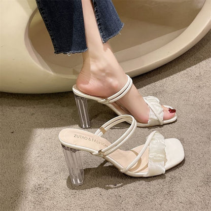 Heel Block Designs) Sandals (Various Ruffle