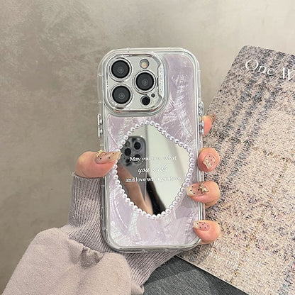 Case Faux Pearl Mirrored Phone