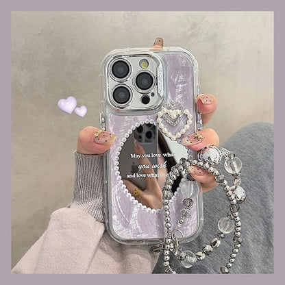 Case Faux Pearl Mirrored Phone