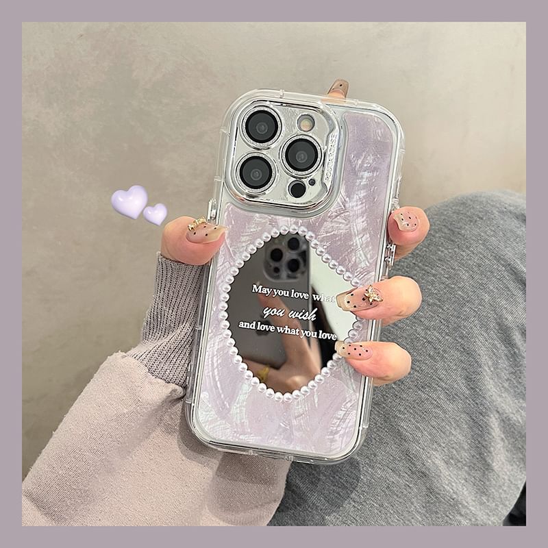 Case Faux Pearl Mirrored Phone