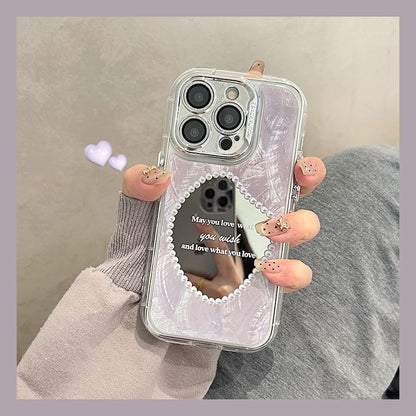 Case Faux Pearl Mirrored Phone