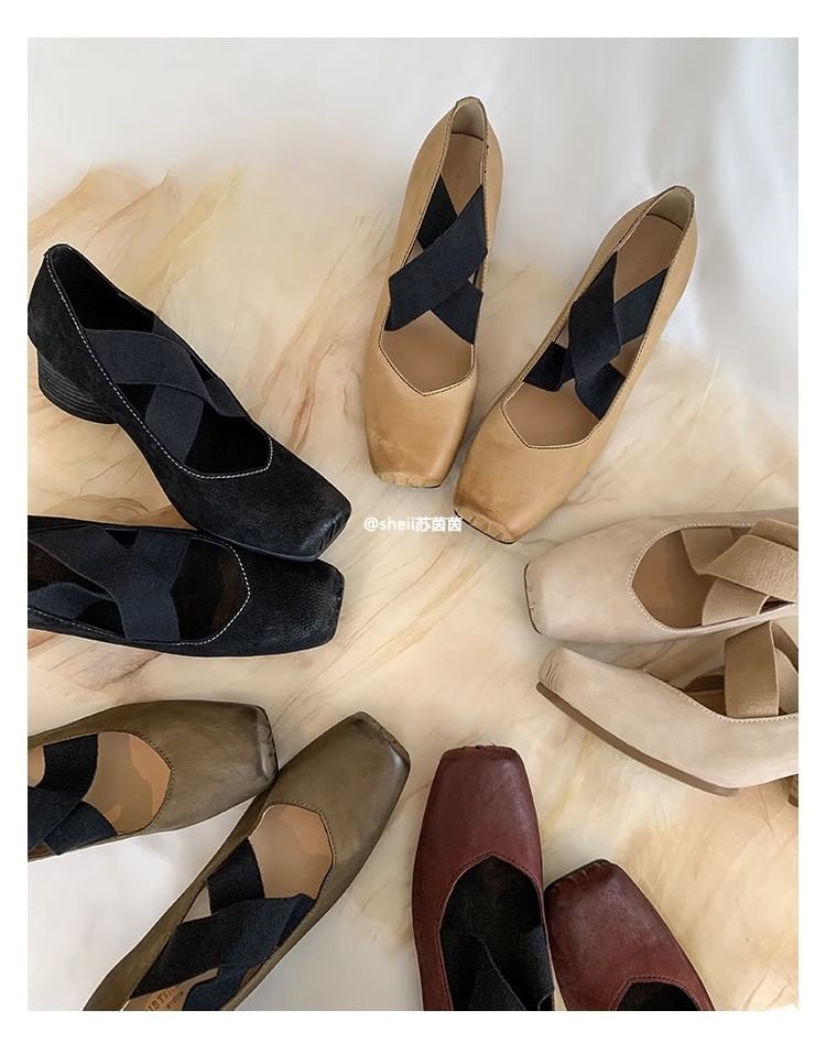 Block Leather Designs) Genuine (Various Heel Pumps