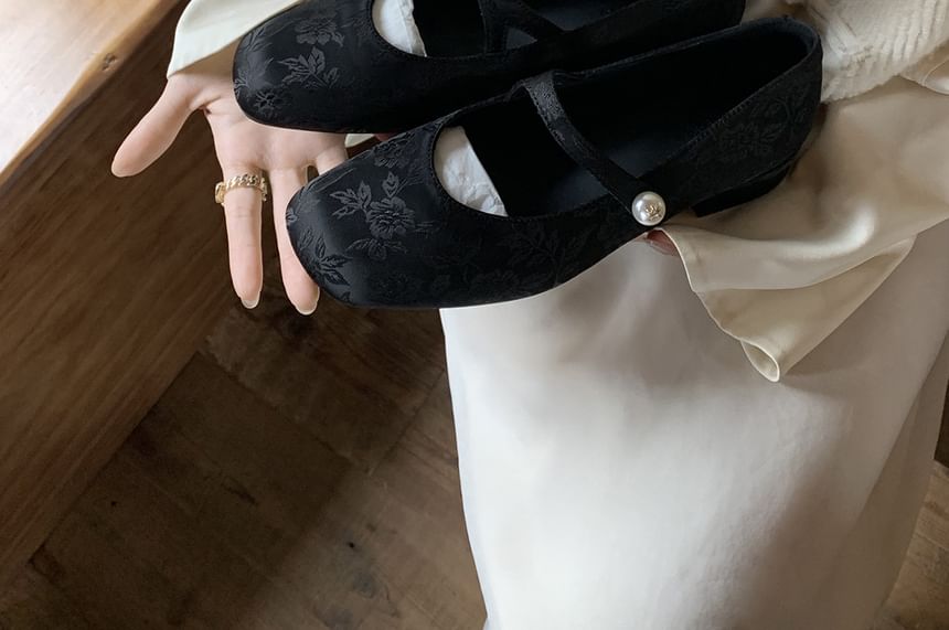 Mary Flats Fabric Pearl Jane Faux
