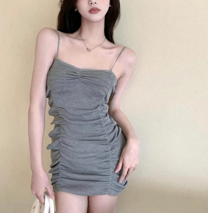 Plain Strap Spaghetti Mini Dress Bodycon