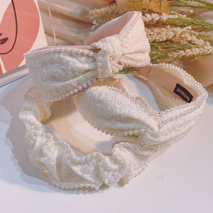 Barrette Band Faux Pearl Head /
