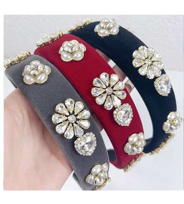 Flower Gemstones Rhinestone Hair Band
