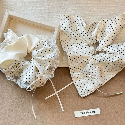 Lace Dotted Ribbon Hair Band Trim