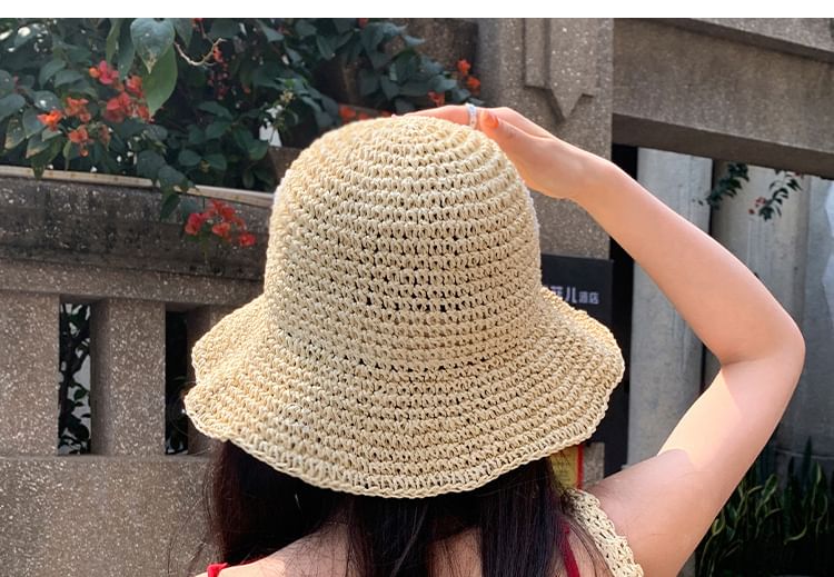 Hat Applique Straw Heart