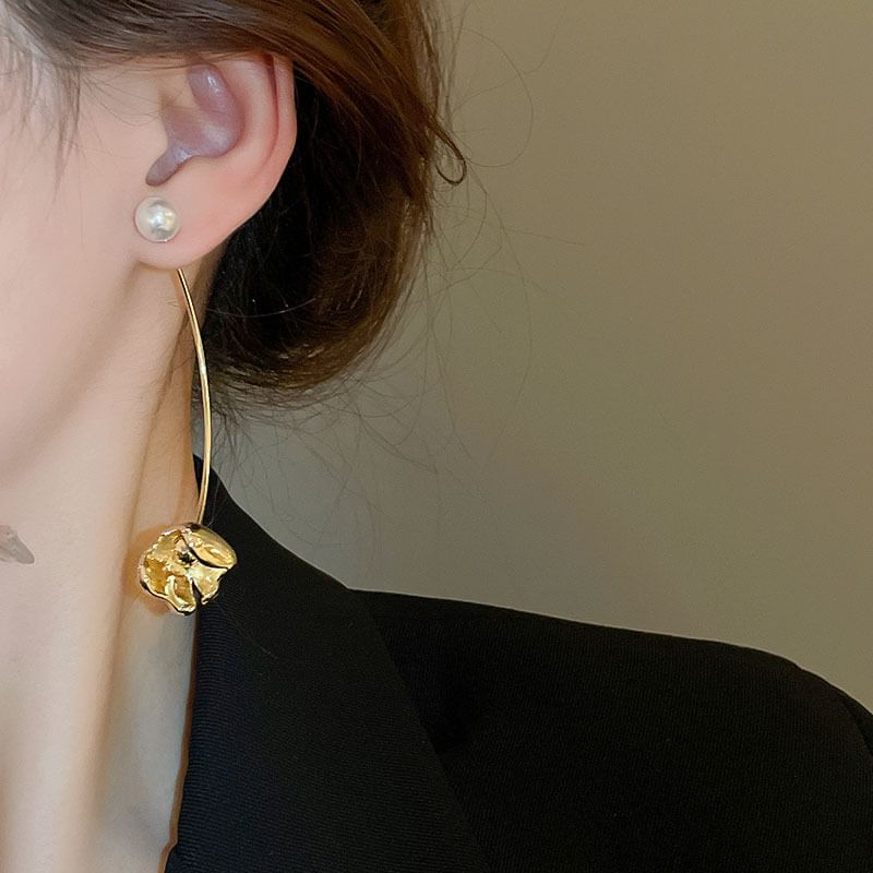 Floral Faux Pearl Alloy Dangle Earring