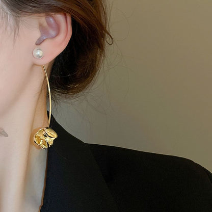 Floral Faux Pearl Alloy Dangle Earring