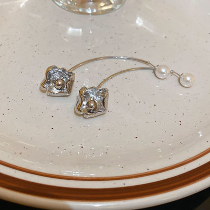 Floral Faux Pearl Alloy Dangle Earring